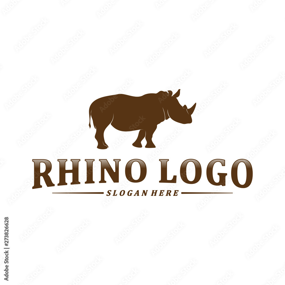 Rhino logo design vector template. Vector rhino silhouette. Icon Symbol