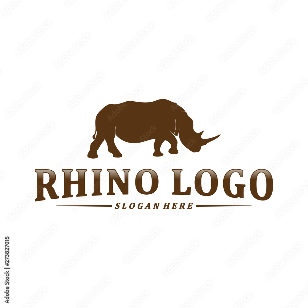 Rhino logo design vector template. Vector rhino silhouette. Icon Symbol