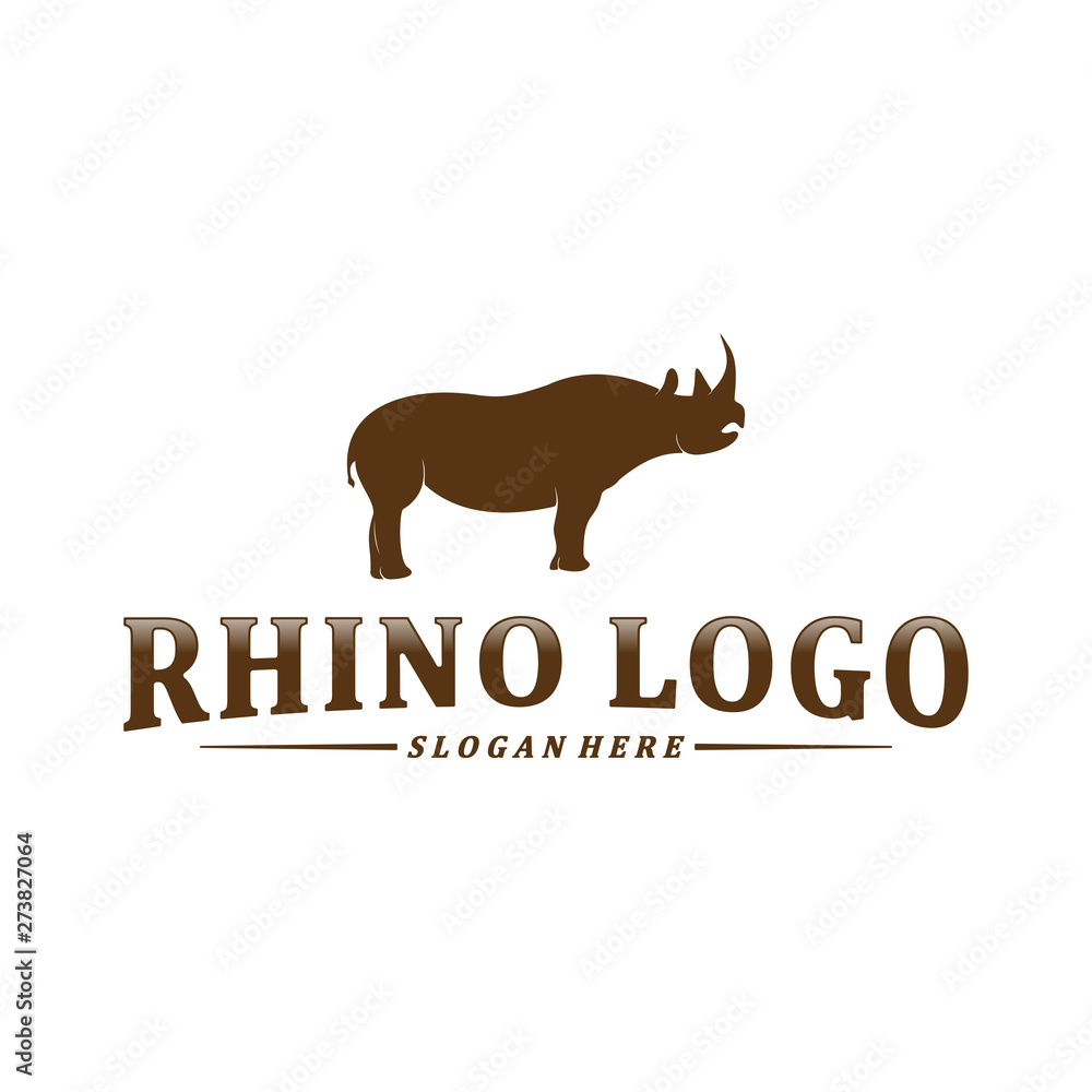 Rhino logo design vector template. Vector rhino silhouette. Icon Symbol