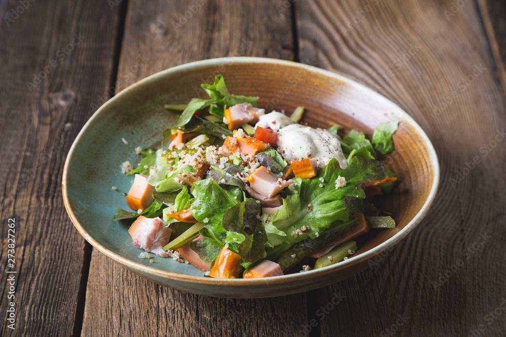 Vegetable salad with smoked chicken and quinoa Vegetable salad with smoked chicken and quinoa