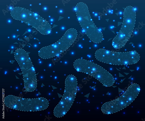 Bacteria probiotics, polygon, blue 1