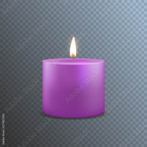 Realistic Detailed 3d Candle on a Transparent Background. Vector