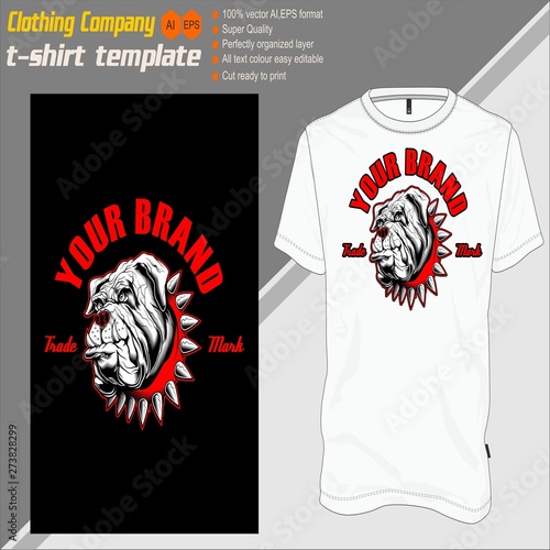 T-shirt template, fully editable with dog vector