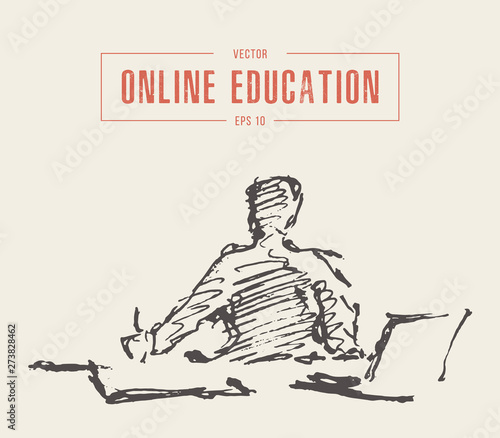 Person computer online courses education a vector
