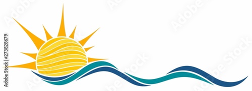Sun and Blue Wave Symbol. 