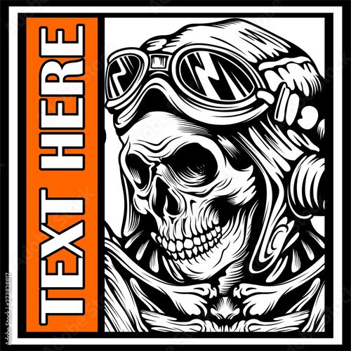 skull with motorcycle goggles vector