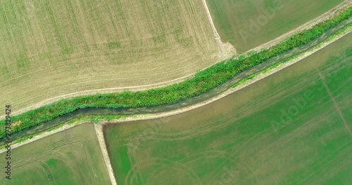 Flooded fields for rice cultivation seen from above
