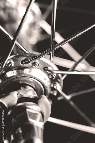 Foto Bicycle front wheel with spokes