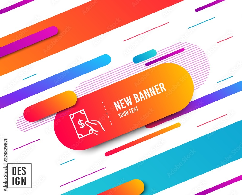 Hold Cash money line icon. Banking currency sign. Dollar or USD symbol. Diagonal abstract banner. Linear receive money icon. Geometric line shapes. Vector Hold Cash money line icon. Banking currency sign. Dollar or USD symbol. Diagonal abstract banner. Linear receive money icon. Geometric line shapes. Vector