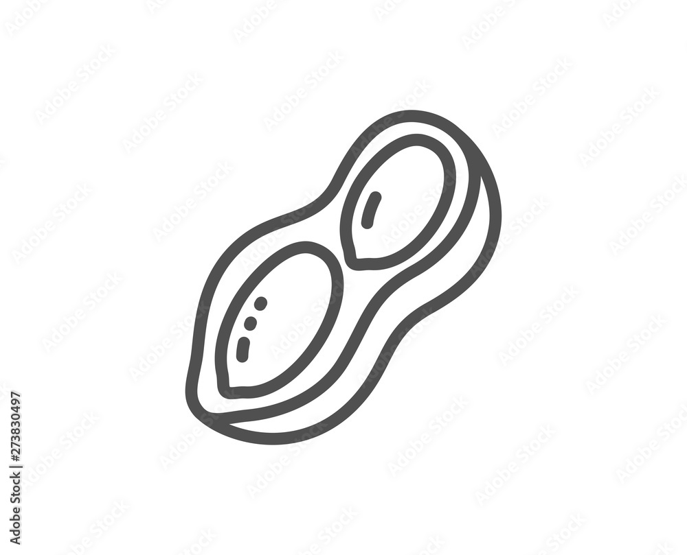 Peanut line icon. Tasty nut sign. Vegan food symbol. Quality design element. Linear style peanut icon. Editable stroke. Vector Peanut line icon. Tasty nut sign. Vegan food symbol. Quality design element. Linear style peanut icon. Editable stroke. Vector