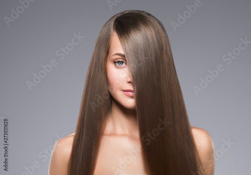 Beauty hair woman long smooth hairstyle