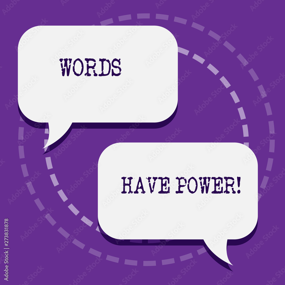Word writing text Words Have Power. Business photo showcasing as they has ability to help heal hurt or harm someone Two Blank White Speech Balloon Engaging in Conversation on Pastel Backdrop Word writing text Words Have Power. Business photo showcasing as they has ability to help heal hurt or harm someone Two Blank White Speech Balloon Engaging in Conversation on Pastel Backdrop