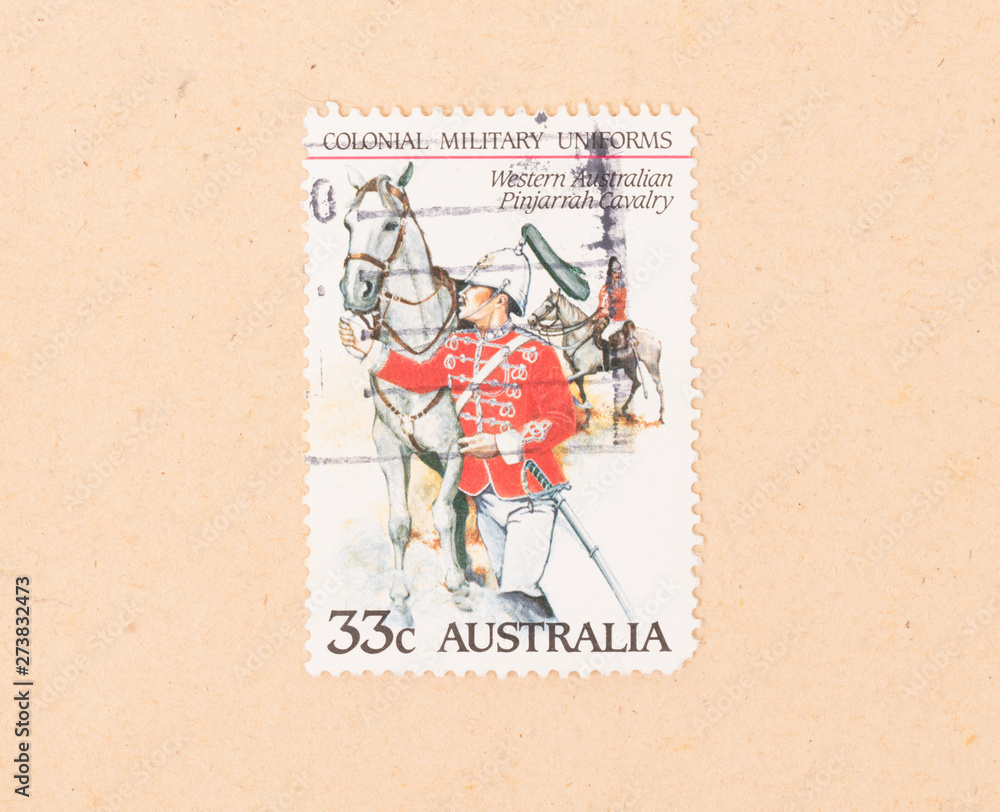 AUSTRALIA - CIRCA 1980: A stamp printed in Australia shows a military uniform, circa 1980
