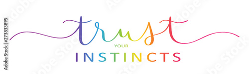 TRUST YOUR INSTINCTS rainbow vector brush calligraphy banner