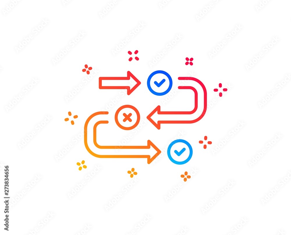 Survey progress line icon. Quiz algorithm sign. Business interview symbol. Gradient design elements. Linear survey progress icon. Random shapes. Vector Survey progress line icon. Quiz algorithm sign. Business interview symbol. Gradient design elements. Linear survey progress icon. Random shapes. Vector
