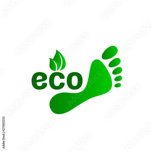 ecology organic green footprint. sign on a white background.