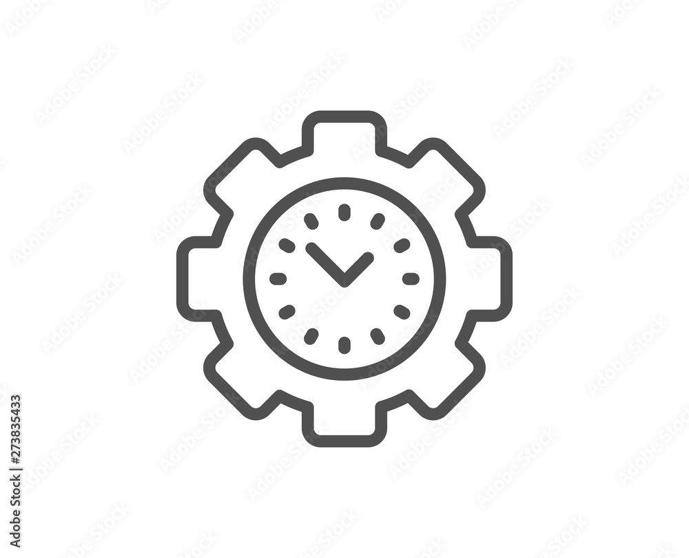 Time management line icon. Clock sign. Gear symbol. Quality design element. Linear style time management icon. Editable stroke. Vector Time management line icon. Clock sign. Gear symbol. Quality design element. Linear style time management icon. Editable stroke. Vector