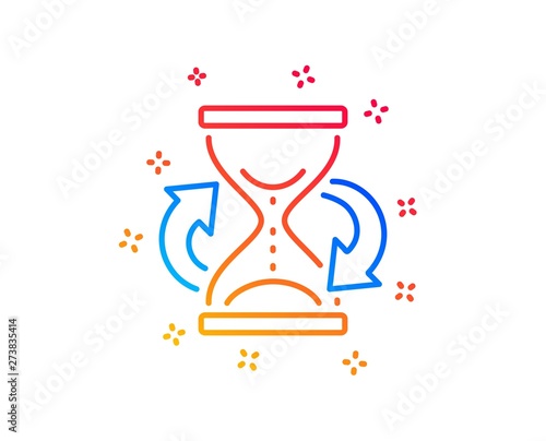 Time hourglass refresh line icon. Sand watch sign. Gradient design elements. Linear hourglass icon. Random shapes. Vector