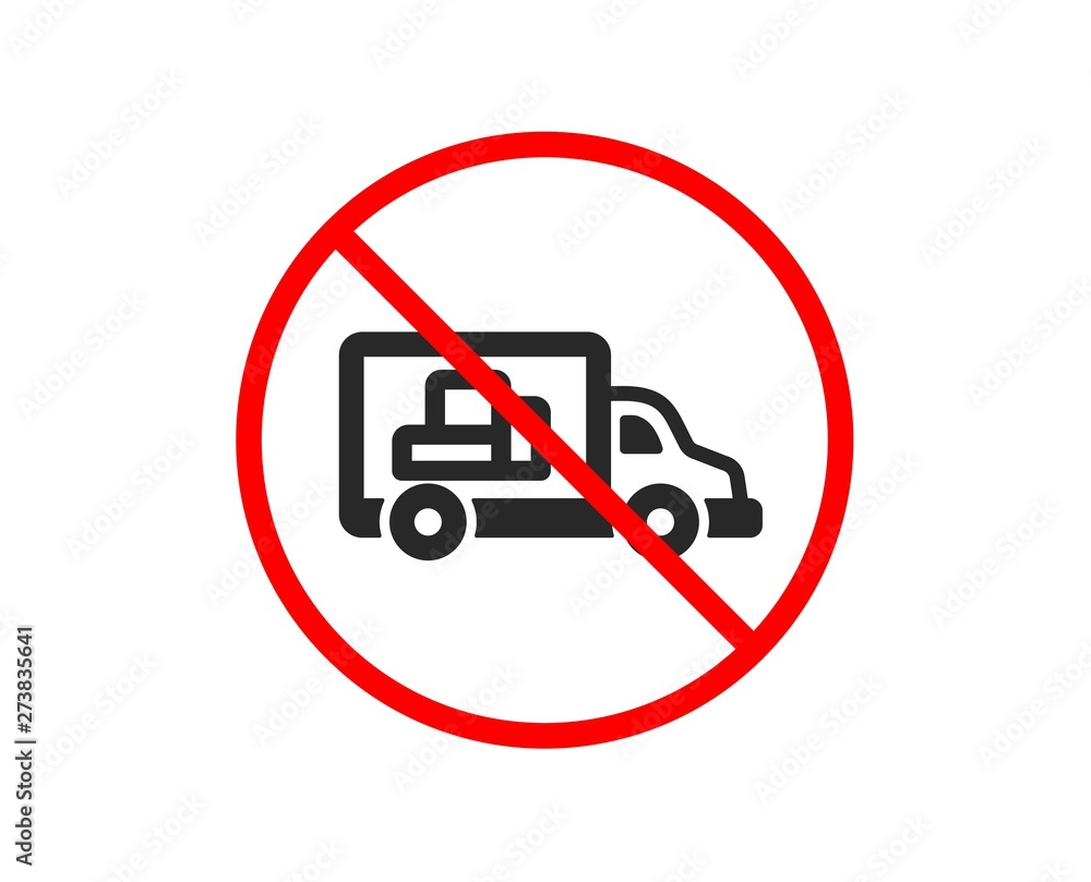 No or Stop. Truck transport icon. Transportation vehicle sign. Delivery symbol. Prohibited ban stop symbol. No truck transport icon. Vector No or Stop. Truck transport icon. Transportation vehicle sign. Delivery symbol. Prohibited ban stop symbol. No truck transport icon. Vector