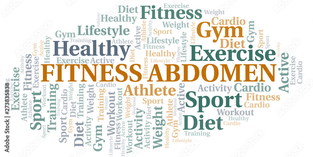 Obraz premium Fitness Abdomen word cloud. Wordcloud made with text only.