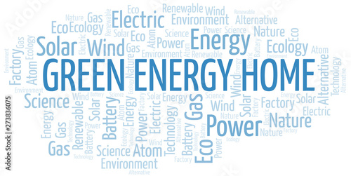 Green Energy Home word cloud. Wordcloud made with text only.