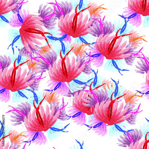 seamless pattern multicolored plants flowers