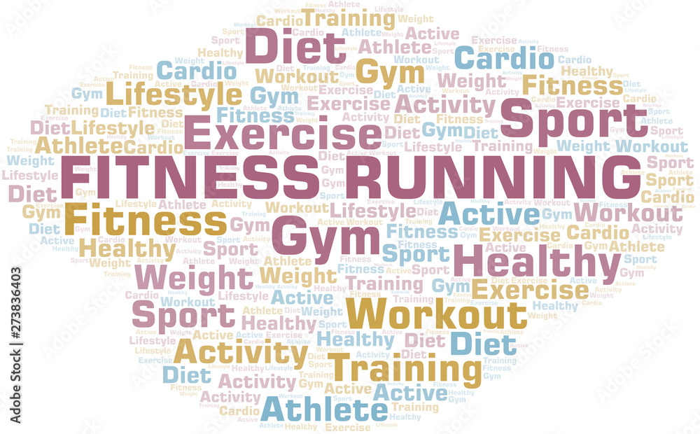 Fitness Running word cloud. Wordcloud made with text only.