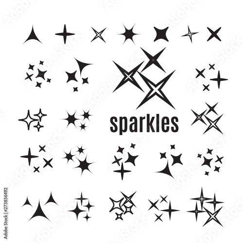 Sparkles, glowing light effect stars and bursts. Bright firework, decoration twinkle, shiny flash