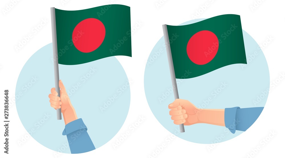 Bangladesh flag in hand icon Bangladesh flag in hand icon