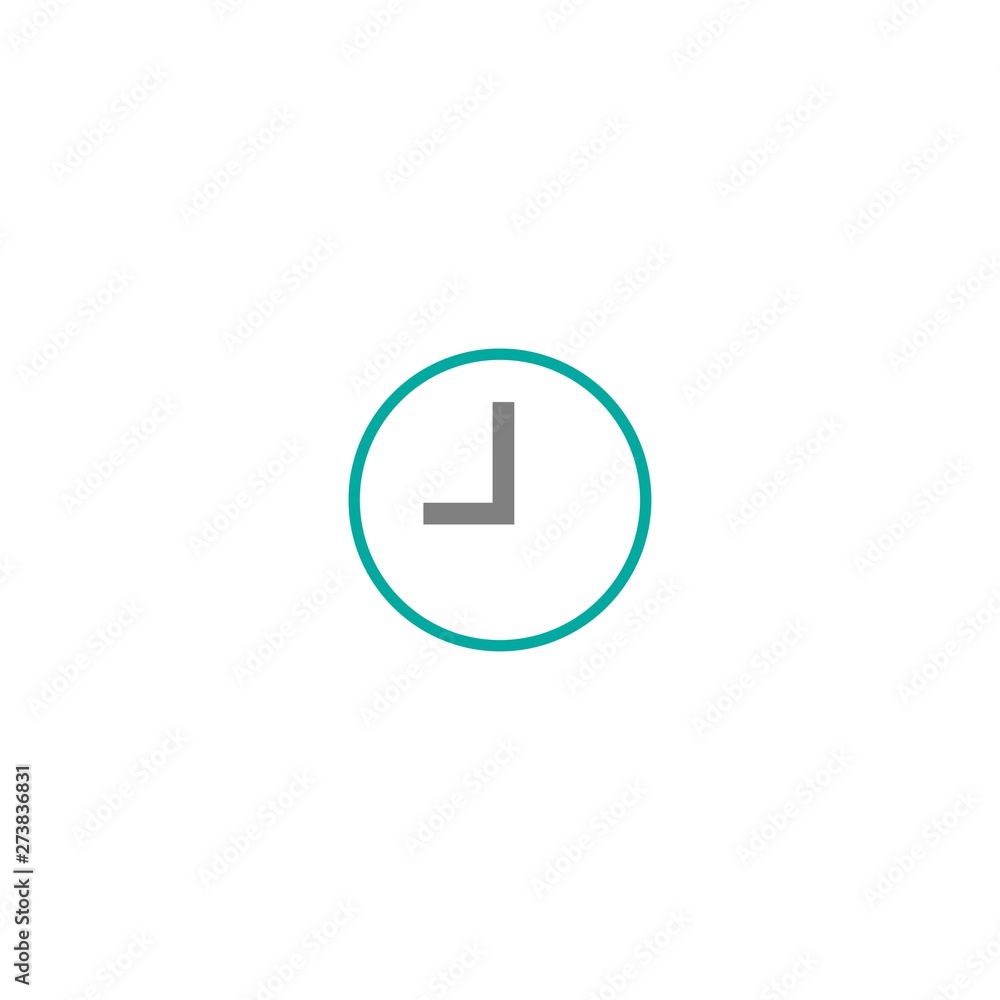 blue clock with grey arrows. Flat line icon isolated on white. blue clock with grey arrows. Flat line icon isolated on white.