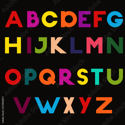 Vector hand drawn alphabet in color