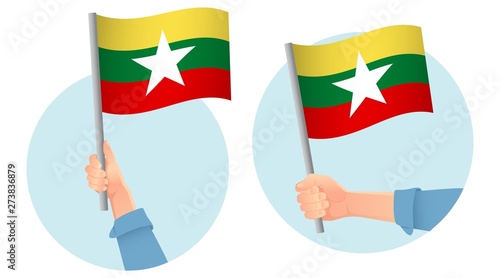 Burma flag in hand icon