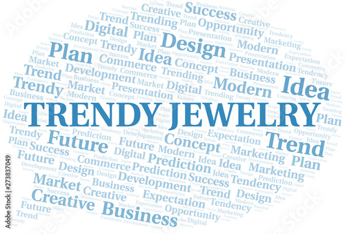 Trendy Jewelry word cloud. Wordcloud made with text only.