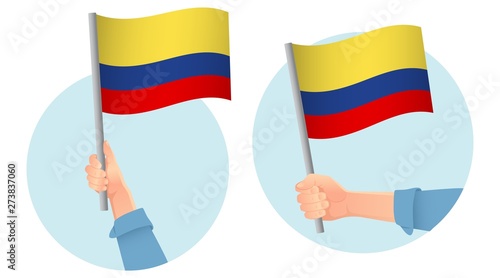 Colombia flag in hand icon