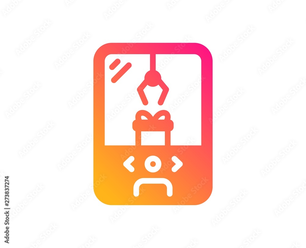 Crane claw machine icon. Amusement park sign. Carousels symbol. Classic flat style. Gradient crane claw machine icon. Vector Crane claw machine icon. Amusement park sign. Carousels symbol. Classic flat style. Gradient crane claw machine icon. Vector