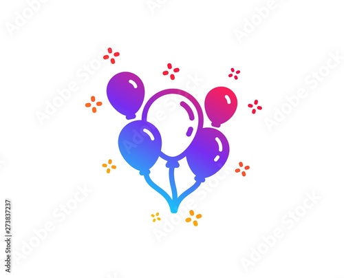 Balloons icon. Amusement park or birthday party sign. Dynamic shapes. Gradient design balloons icon. Classic style. Vector