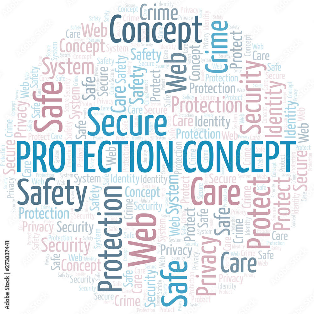 Protection Concept word cloud. Wordcloud made with text only.