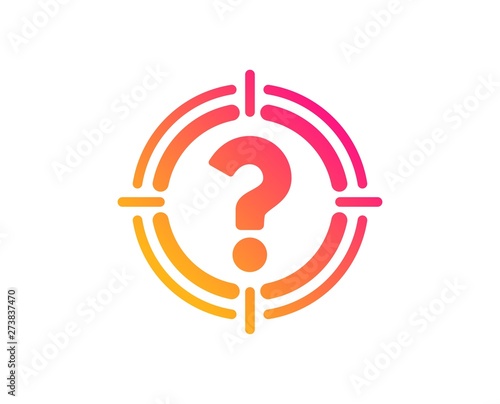 Target with Question mark icon. Aim symbol. Help or FAQ sign. Classic flat style. Gradient headhunter icon. Vector