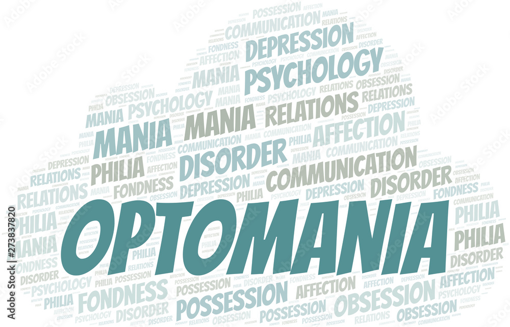 Obraz premium Optomania word cloud. Type of mania, made with text only.