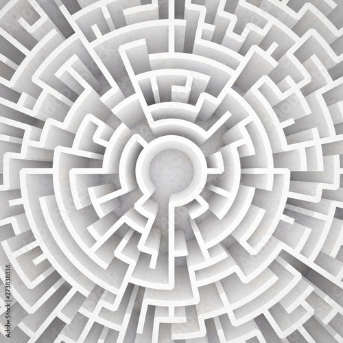 3d rendering circular maze in top view