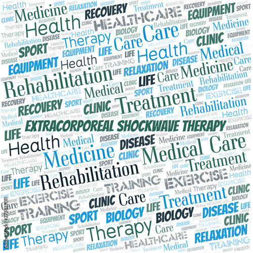 Extracorporeal Shockwave Therapy word cloud. Wordcloud made with text only.