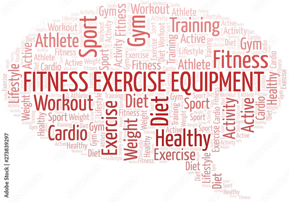 Fitness Exercise Equipment word cloud. Wordcloud made with text only.