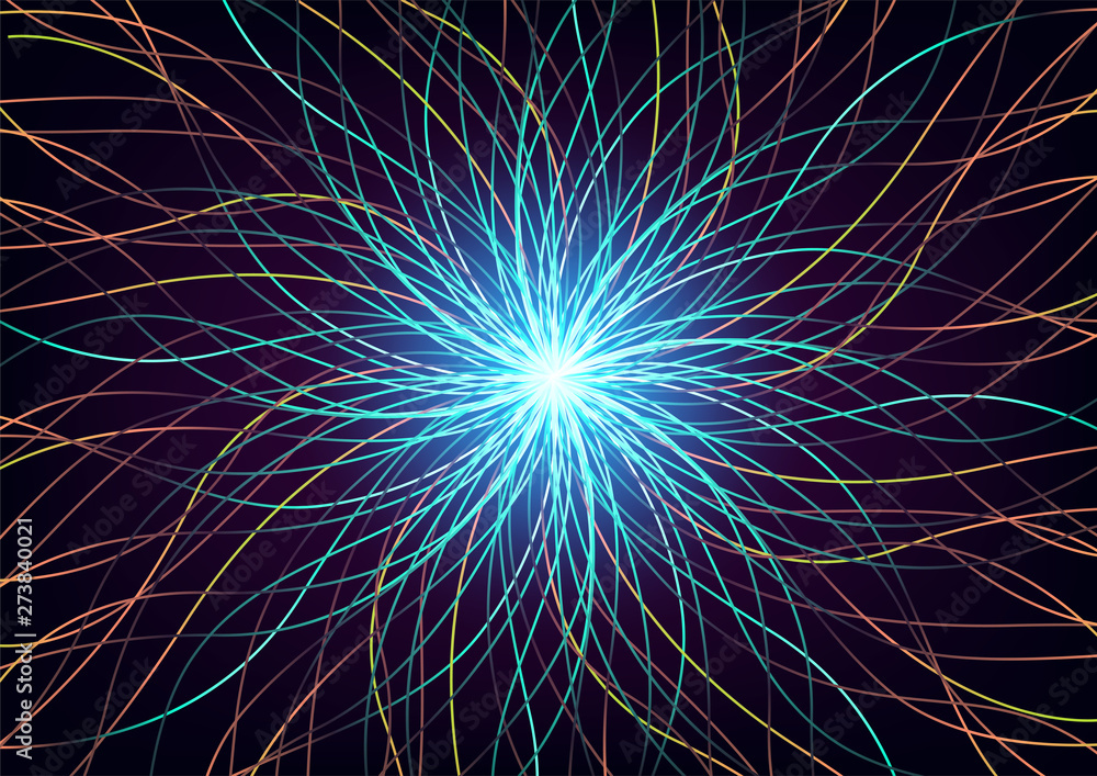 Obraz premium Connection data visualization. Fractal element with lines and dots array. Big data connection complex. Graphic abstract background. Vector illustration