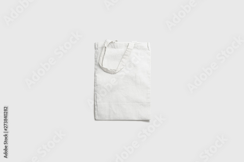 Tote Bag Canvas fabric cloth shopping Sack Mock up blank template isolated on white background.3D rendering