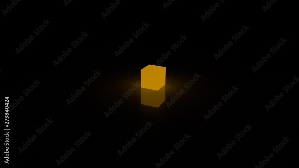 dark_glowing_cube_darkyellow_background