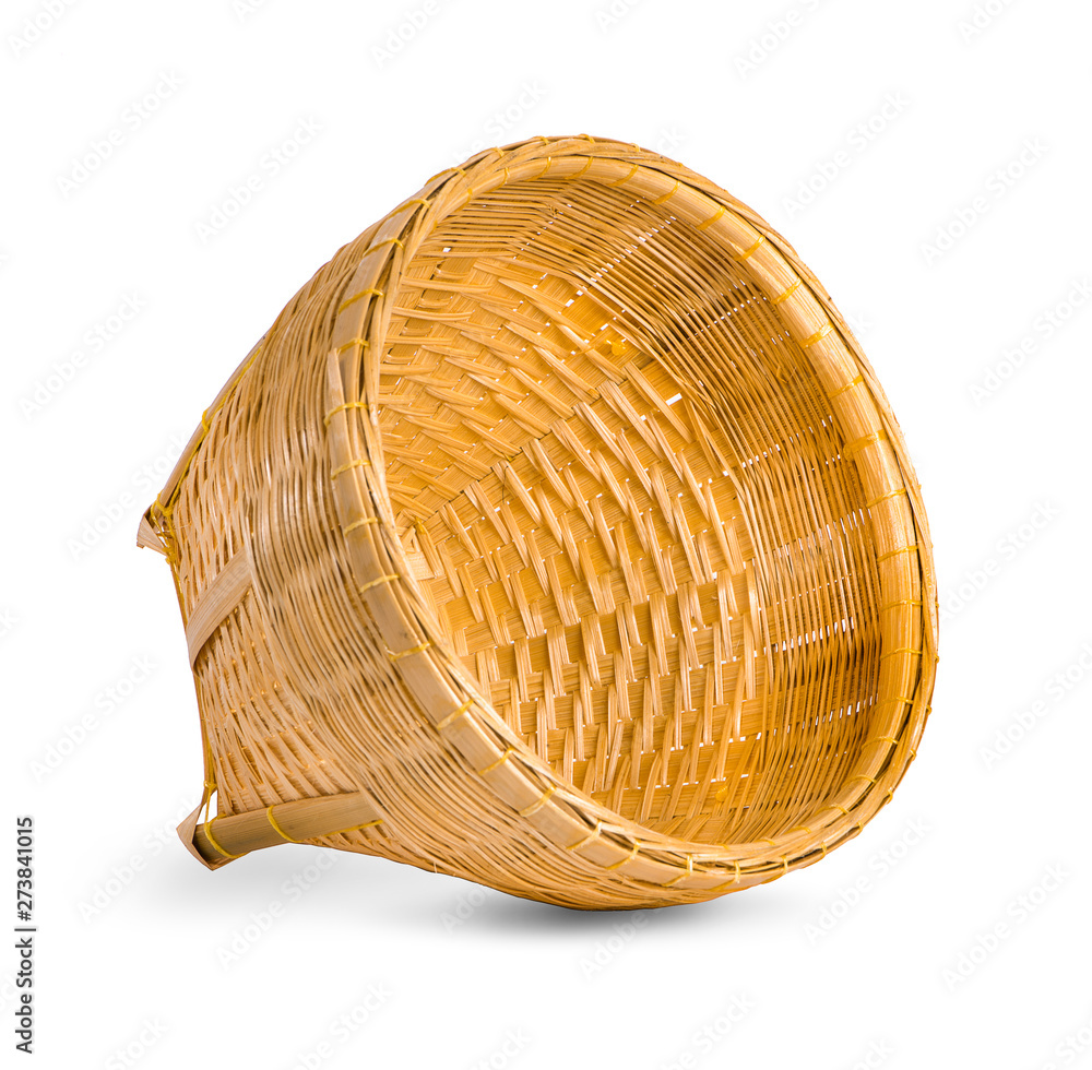 Fototapeta premium Empty wicker basket isolated on white