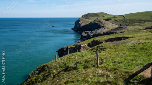 Cornwall rocky cove coastline England photo