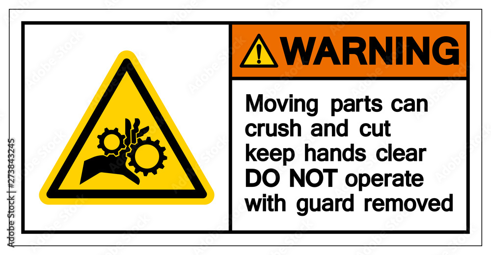 Warning Moving Part crush and cut keep hands clear Symbol Sign, Vector Illustration, Isolated On White Background Label .EPS10 Warning Moving Part crush and cut keep hands clear Symbol Sign, Vector Illustration, Isolated On White Background Label .EPS10