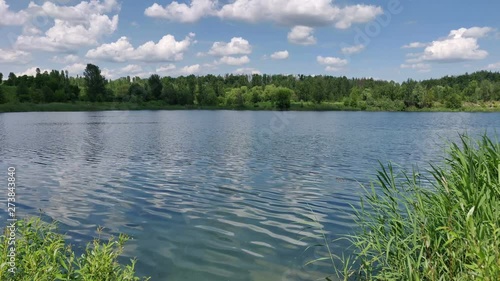 huge lake in summer blue water