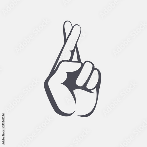 Hand gesture with crossed fingers. Vector sign.